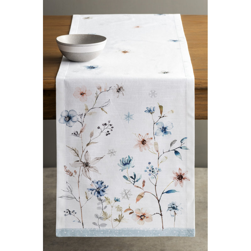 Floral 100% Cotton Table Runner, 108" x 14.5"
