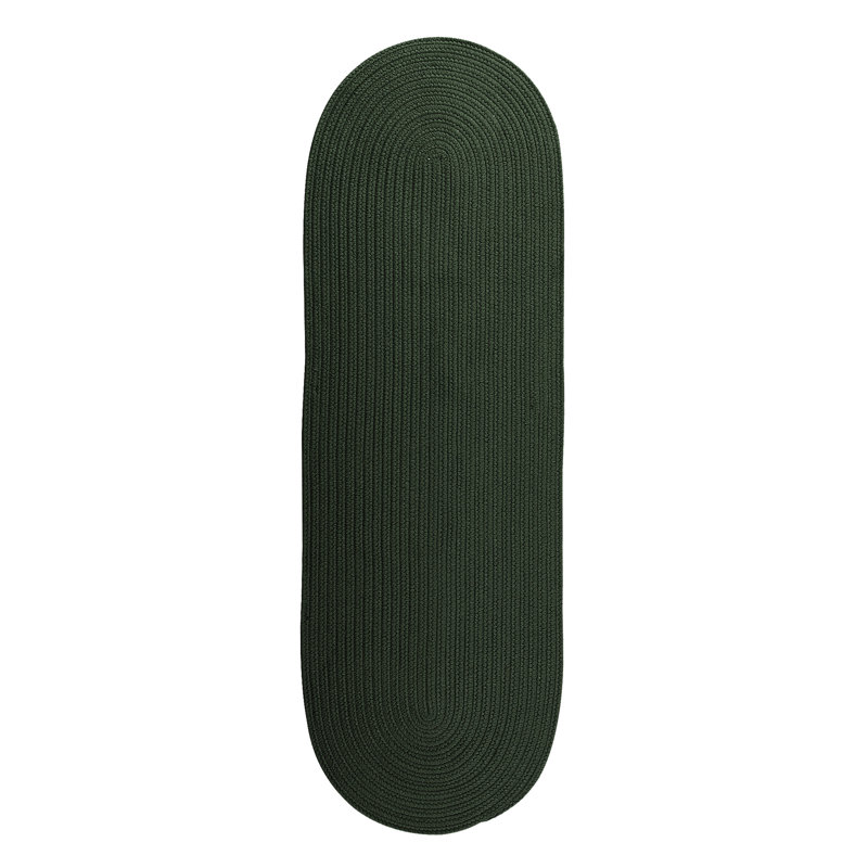Tapis vert foncé tressé Shepler, Tapis de couloir de 2 pi x 7 pi