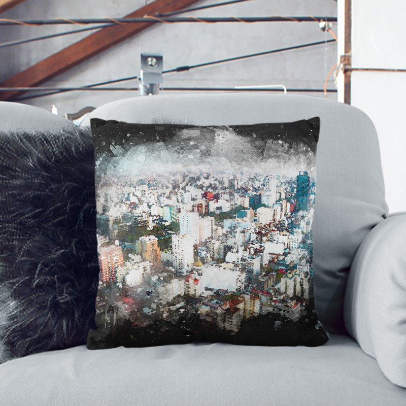 Buenos Aires Skyline in Argentina Cushion with Filling, 55cm H x 55cm W x 20cm D