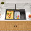 Évier de cuisine en quartz avec station de travail à cuve simple encastrable en quartz avec accessoires L 33 po x l 22 po Quartz-106636164-106636163