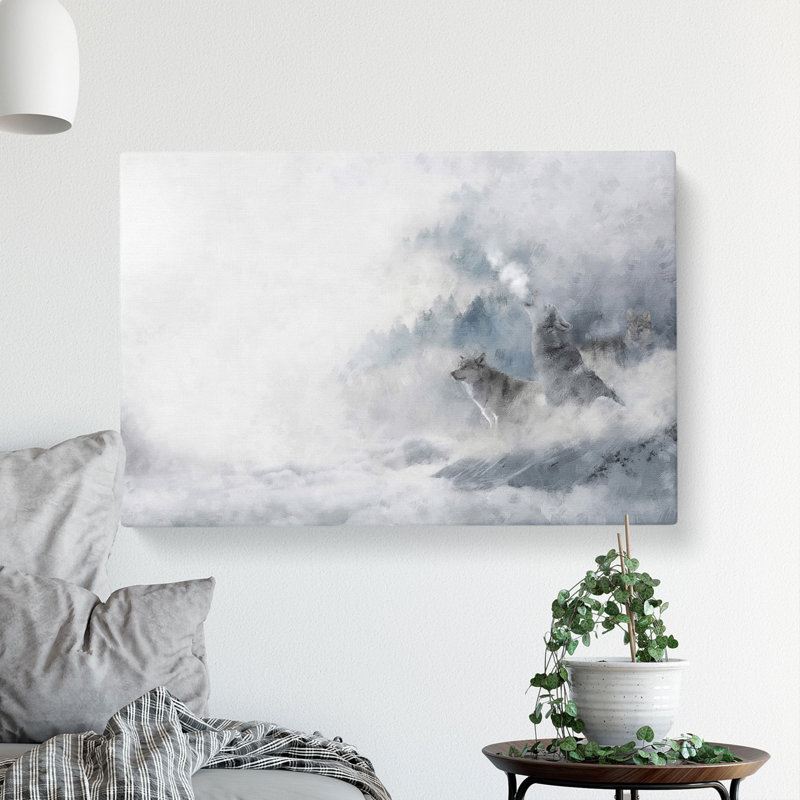 Wolves In Winter - Wrapped Canvas Print, 50cm H x 76cm W x 3cm D