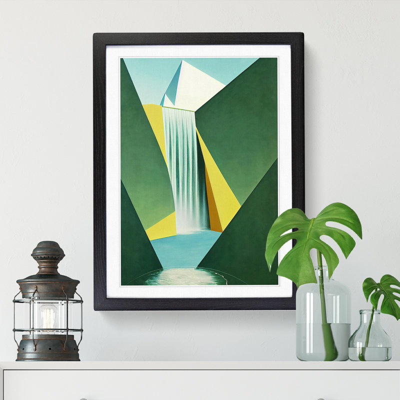 Waterfall Abstract Vol.3 - Single Picture Frame Print, 64cm H x 46cm W x 2cm D, Walnut