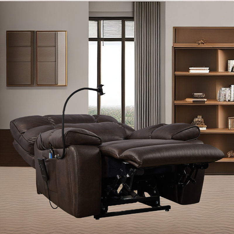 Fauteuil de massage inclinable électrique en similicuir, Similicuir brun