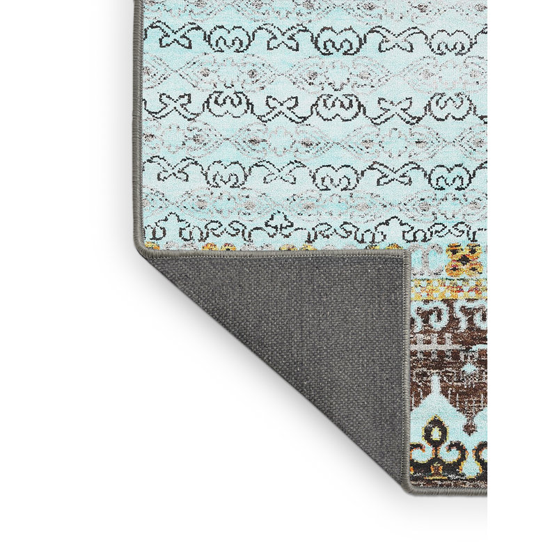 Tapis abstrait bleu / brun, Rectangle 2 pi x 3 pi