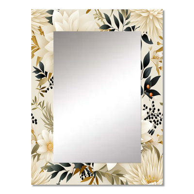 Zayid Carnation Mandalas Flowers Boho Pattern - Floral Decorative Mirror, Cottage Large Wall Mirror, Printed Metal Art