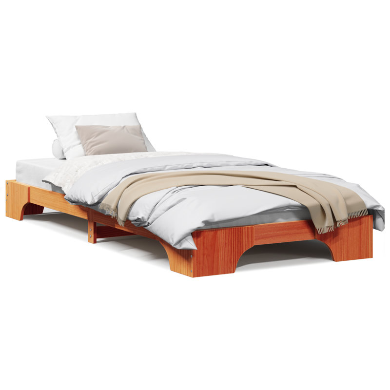 Bed Frame Solid Pine Wood, Single (3'), Wax Brown