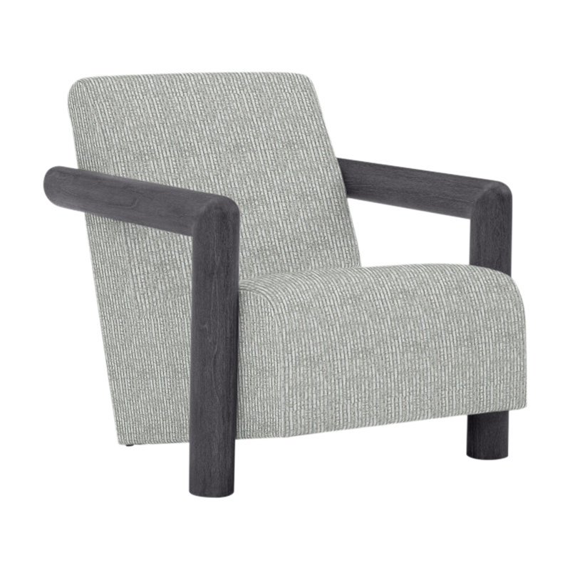 Mara Patio Chair with Cushions, Flint Gray, White Linen