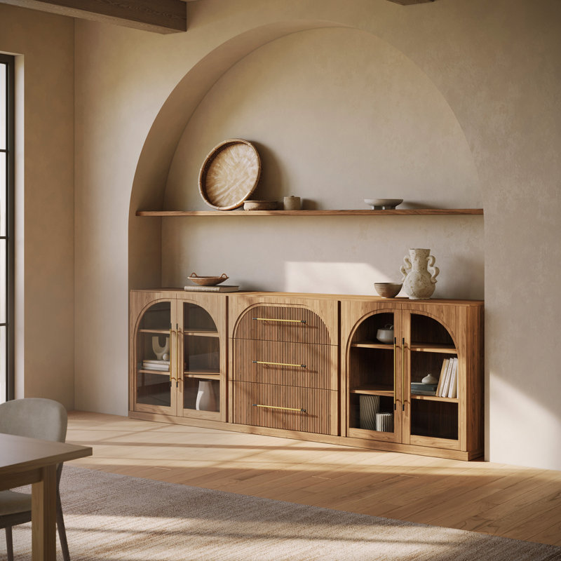 3-Piece Modular Sideboard Set - C+2A - Camel, Camel