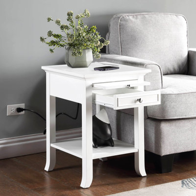 Carbin 24.25" Tall 1 Drawer End Table with Built-in Outlets and Pull-Out Shelf by Red Barrel Studio
