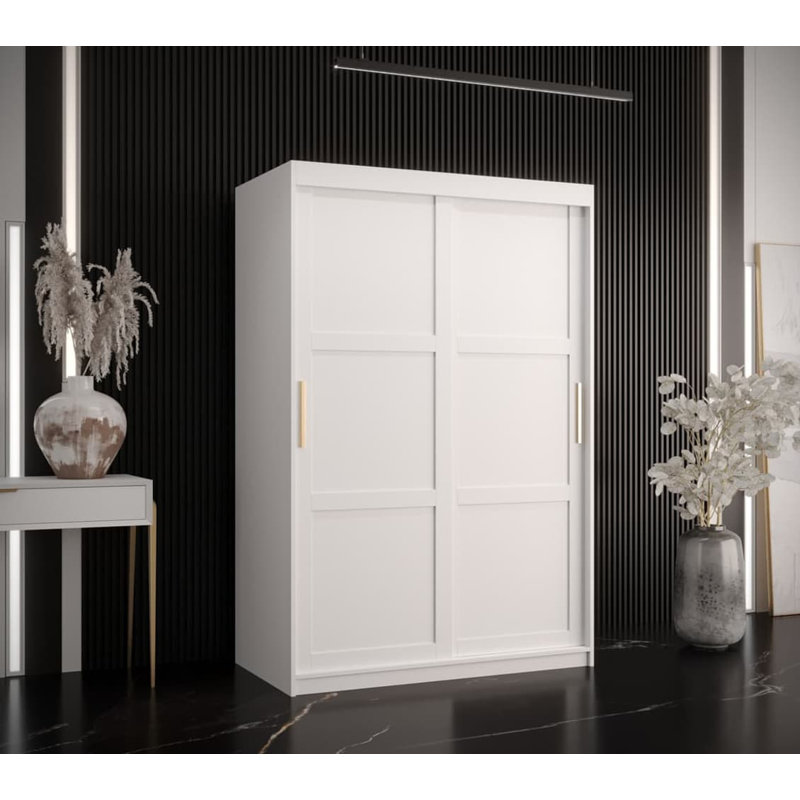 Arnola 2 Door Manufactured Wood Wardrobe, 200 H x 120 W x 62 D cm, White