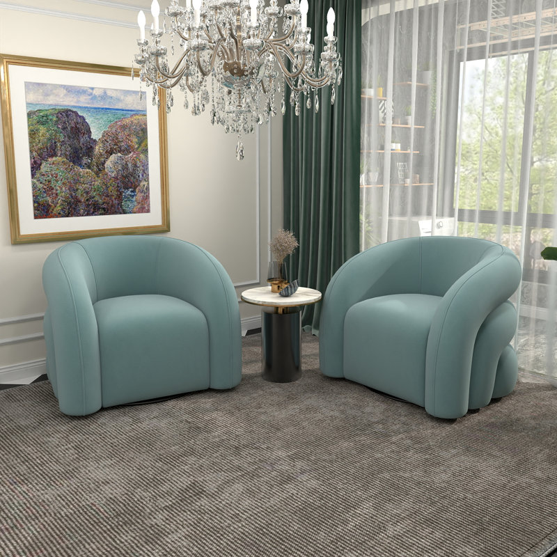 Fauteuil demi-tonneau pivotant de 34,6 po Briggette, Bleu