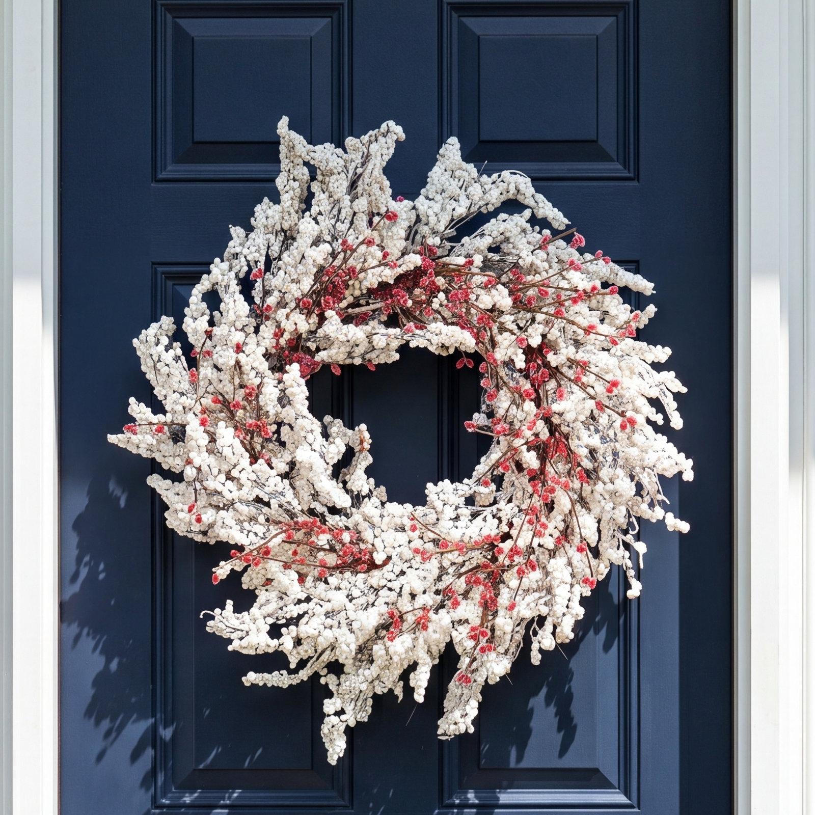 24" Artificial Farmhouse Berry Blossoms Cluster Christmas Day Winter Wreath For Front Door
