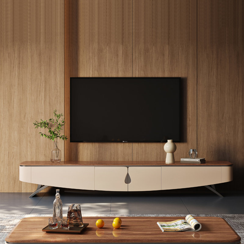Meuble télé simple et créatif haut de gamme en bois massif, 78.74"