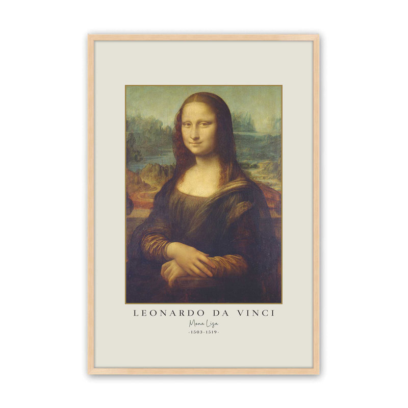 «Mona Lisa» par Leonardo da Vinci, H 11 po x l 9 po, Reproduction encadrée sans passe-partout, Érable brut