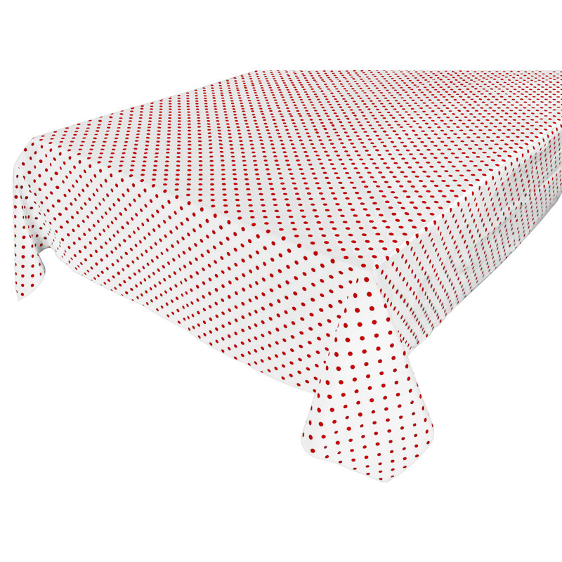 Small Dots Print Tablecloths, 84" L x 58" W, White/Red