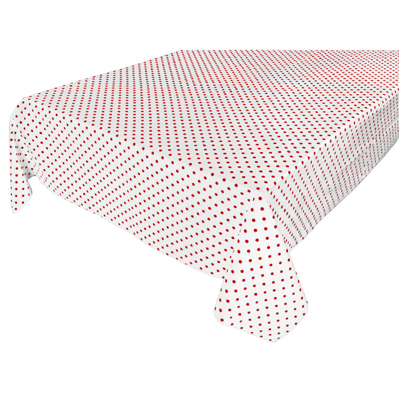 Small Dots Print Tablecloths, 96" L x 58" W, White/Red