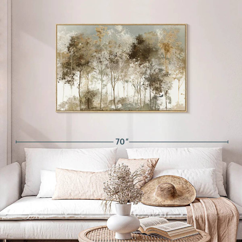 Forêt noire luxuriante, Cadre flottant en bois naturel, 43 po x 29 po