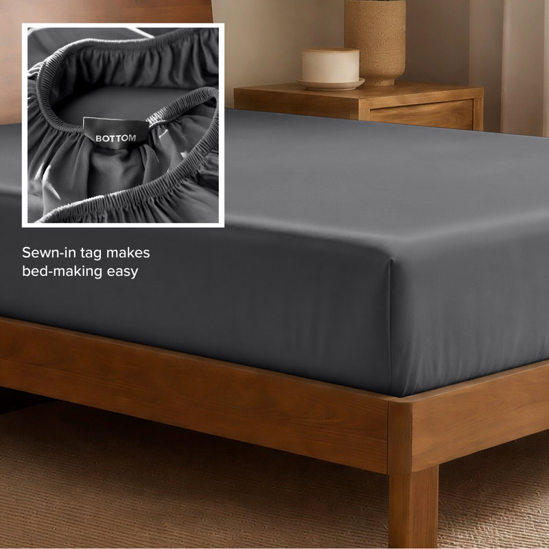 Drap-housse en rayonne de bambou, Drap-housse de taille simple, Gris