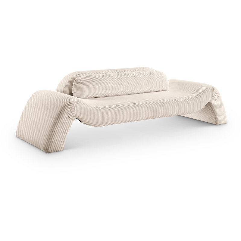 Causeuse Austin, Tissu velours côtelé beige, 29.5" H x 107" W x 34" D