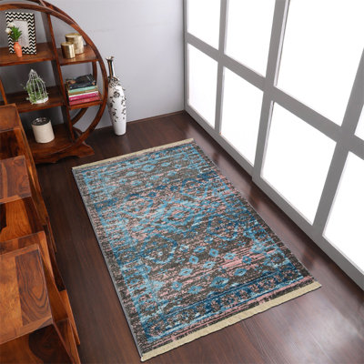 Tapis rectangulaires en polyester fabriqués à la machine Crayton - couleur brune, motif oriental, tapis à faible épaisseur faits à la machine pour le salon, la chambre à coucher