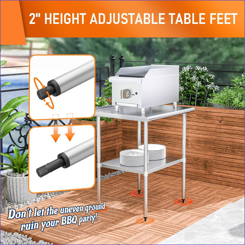 Table de préparation en acier inoxydable 30 po x 36 po pour cuisine commerciale, facile à nettoyer et amp; Configuration pour une personne