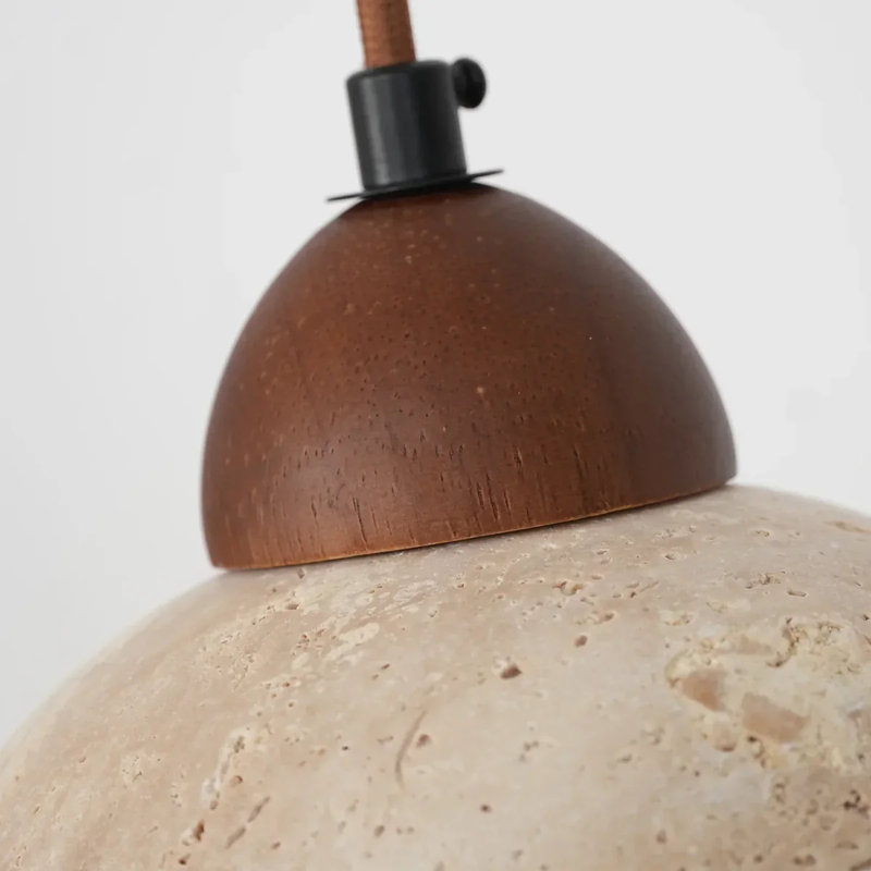 Modern Natural Stone And Wood Pendant Light