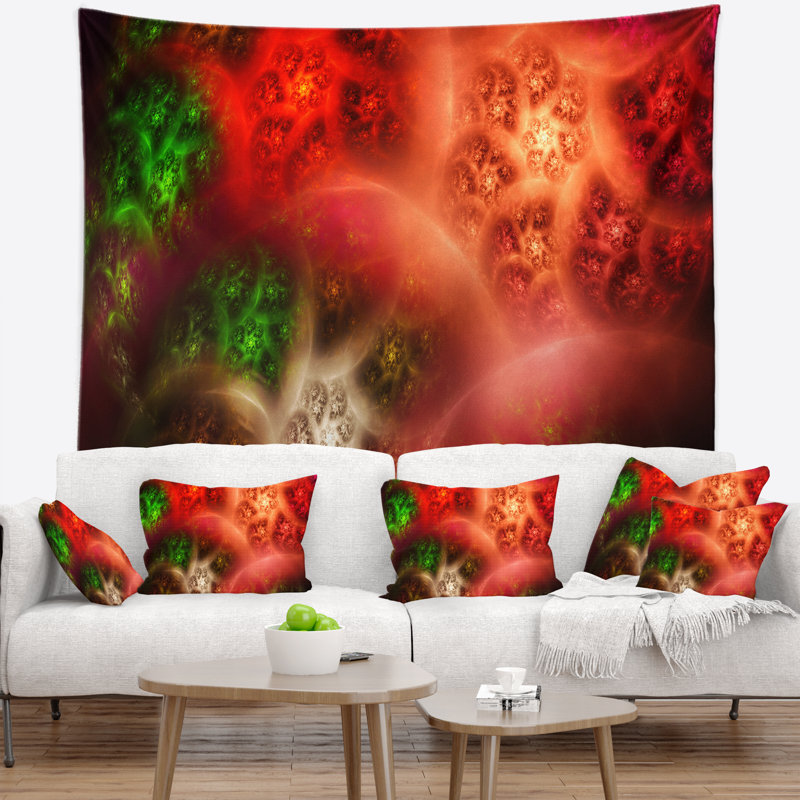 Tapisserie abstraite «Red Magic Stormy Sky», H 32 po x l 39 po