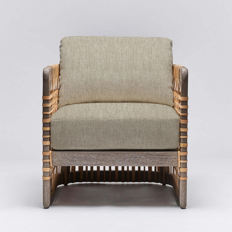 Fauteuil Palms, Cérusé blanc, Sisal fauve