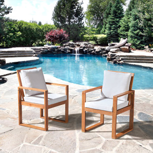 2 chaises avec coussins Weston en bois d'eucalyptus pour l'extérieur