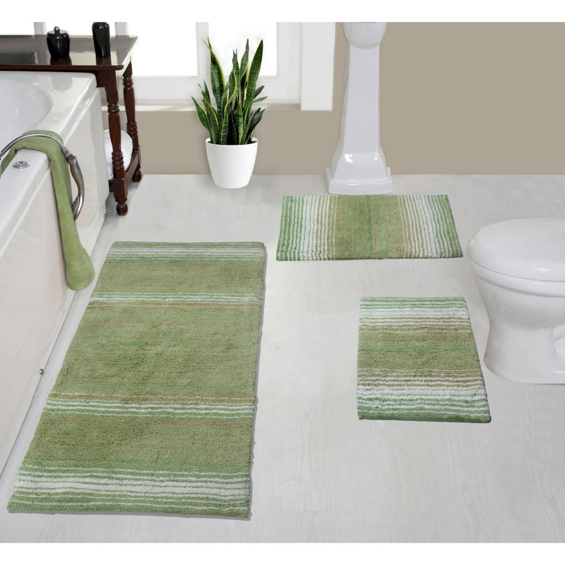 Alamanno 3 Piece Bath Rug Set, Sage