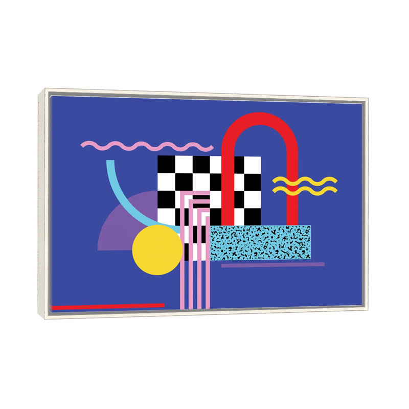 Motif de Memphis 109 - années 80/90 rétro - reproduction d'art mural - toile encadrée, H 18 po x l 26 po, Blanc patiné