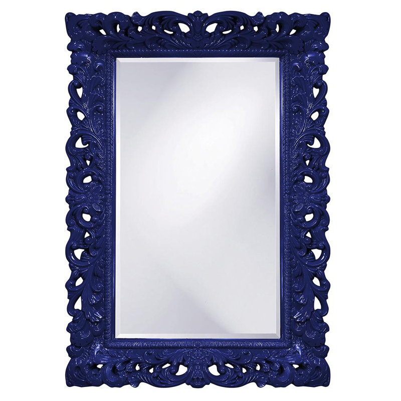 Miroir décoratif biseauté Luise, Bleu marine