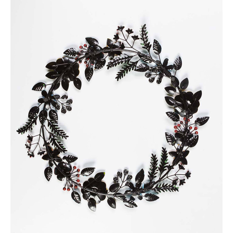 Indoor/Outdoor Floral And Berry Metal Wreath