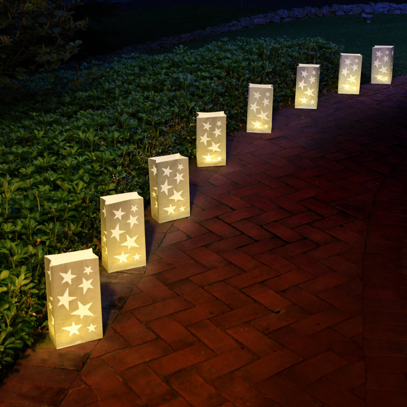 Paper Luminaria Bags, Gold Star - 24 Count