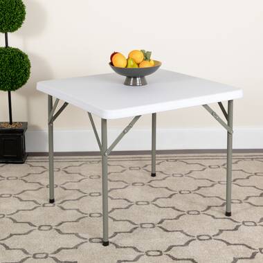 Table pliante carrée en plastique blanc granite 