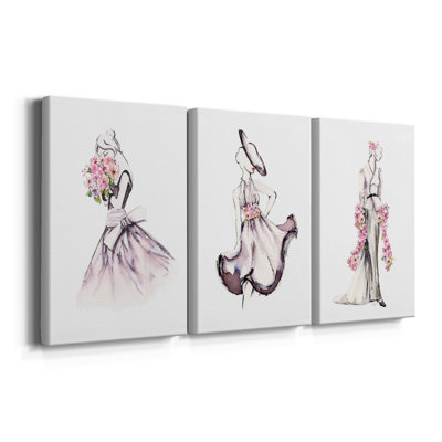 Strike A Pose I  -Custom Wrapped Gallery Canvas - 3 Pieces