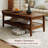 2-Tier Rectangle Center Table with Slatted Storage Shelf & Thickened Tabletop Charcoal-2092940831