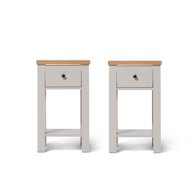 Maryhannah 45cm W Manufactured Wood Bedside Table, Grey, 1 Drawer