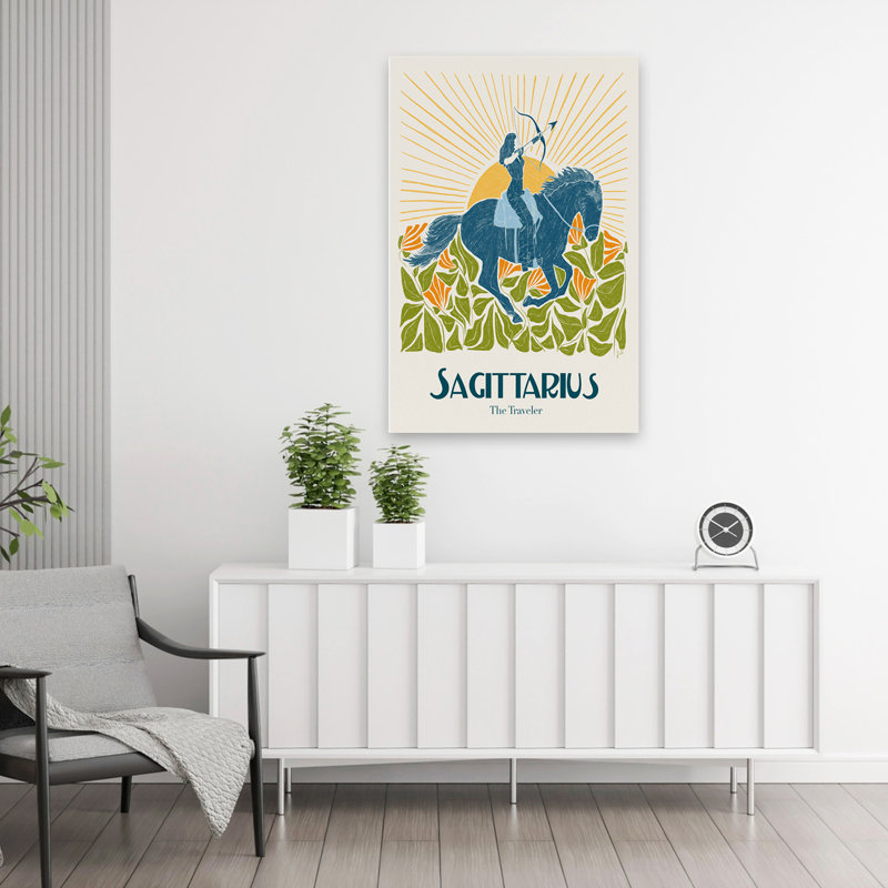 Liz Rome - Sagittaire moderne transitionnel contemporain, art numérique moderne Illustration, H 36 po x l 24 po