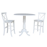 Danyela Bar Height Drop Leaf Solid Wood Dining Set