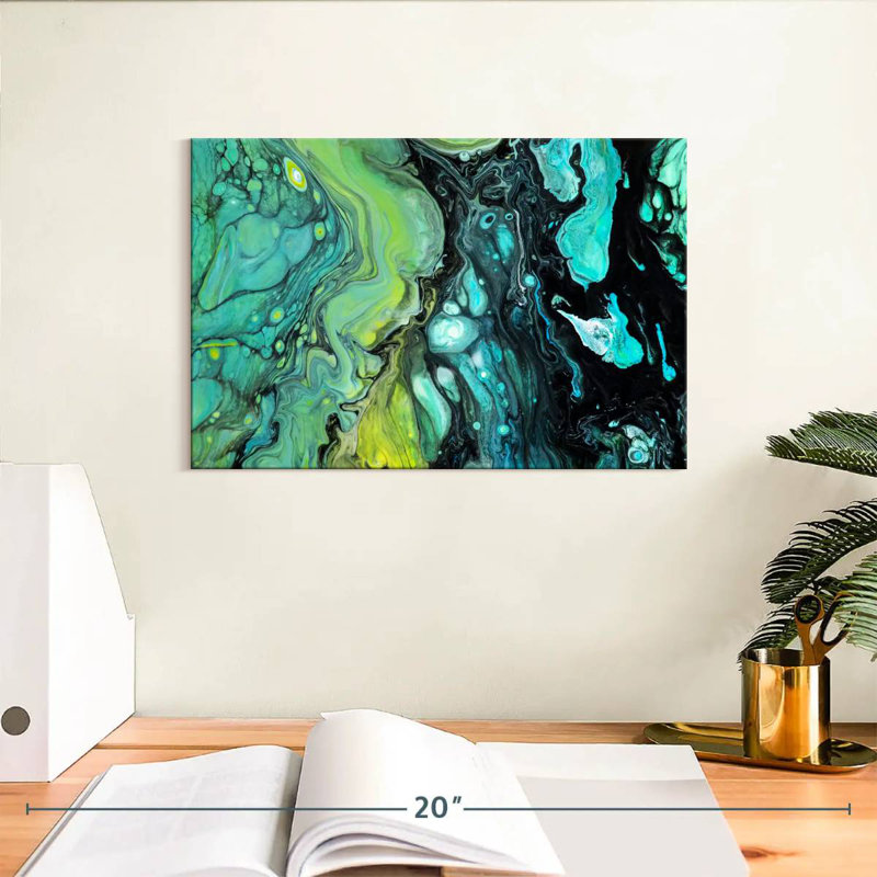 Avery abstrait noir et vert, H 8 po x l 12 po
