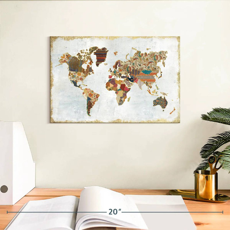 Aliaz Pattern World Map, 8" H x 12" W