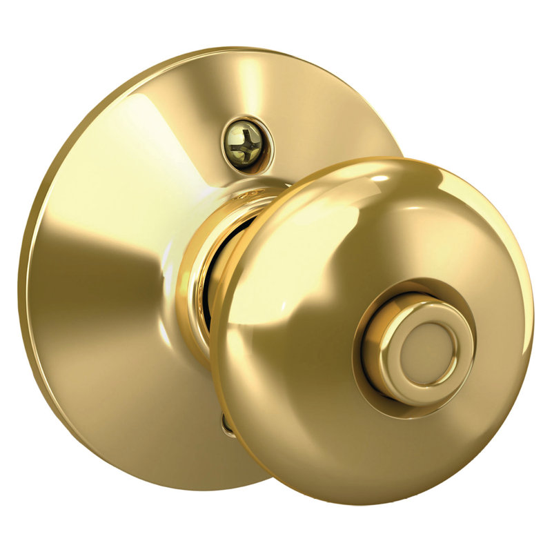 Plymouth Bed and Bath Knob, Bright Brass