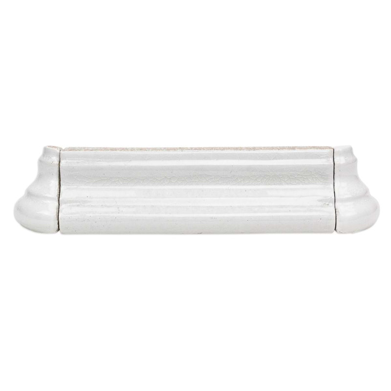 Nabi 2x6 Crackled Glossy Glass Chair Rail Liner, Glacier White