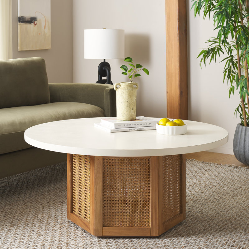 Pacetti Coffee Table, White Top/Natural Base