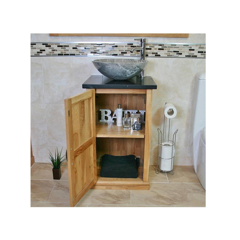 Matteo 500mm Single Bathroom Vanity with Vessel St1 Basin, Grey, Black