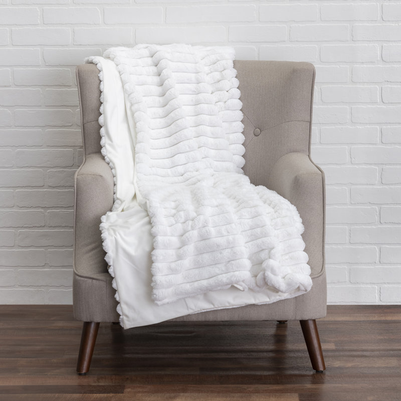 Jeté en fausse fourrure et velours Cloud9 Design Lux, Blanc