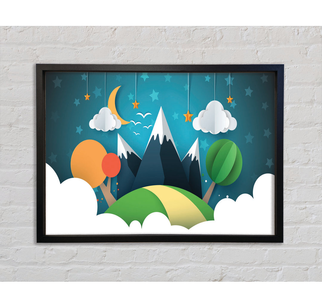 Colour Paper Cut Out Mountain - Bilderrahmen Kunstdrucke auf Leinwand