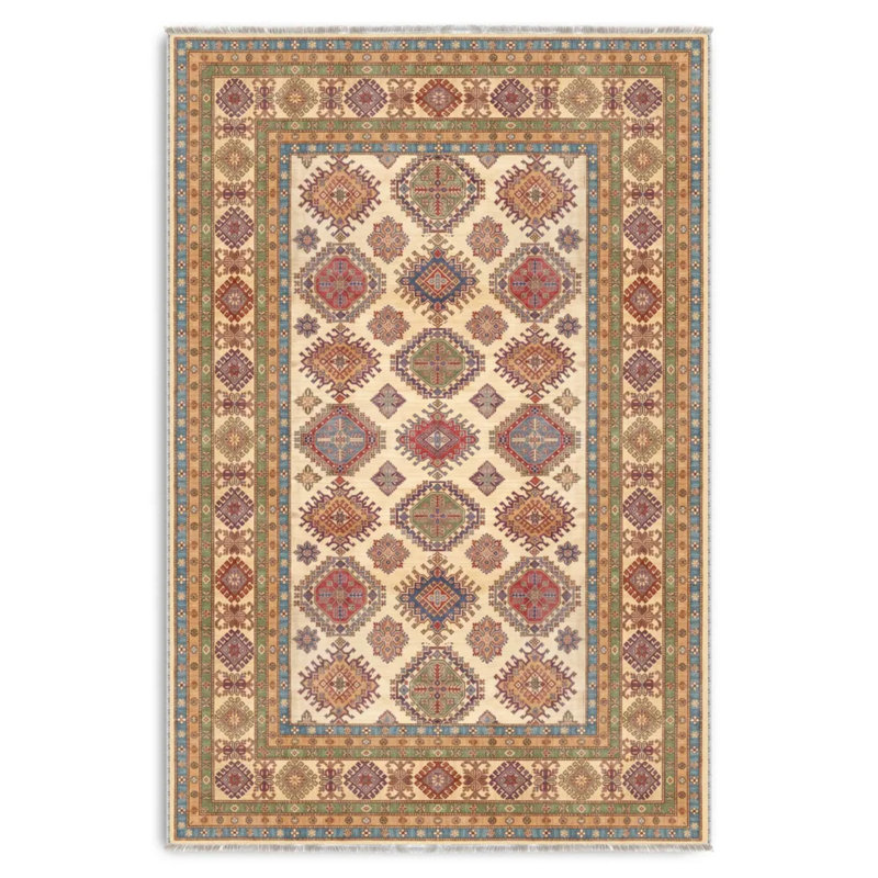 Tapis de couloir antidérapant en chenille multicolore beige et coloré, Runner 3'4" x 13'2"