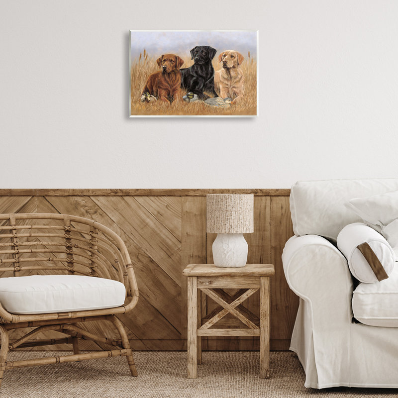 «Dog Trio & Ducks» par Victoria Schultz, H 13 po x l 19 po